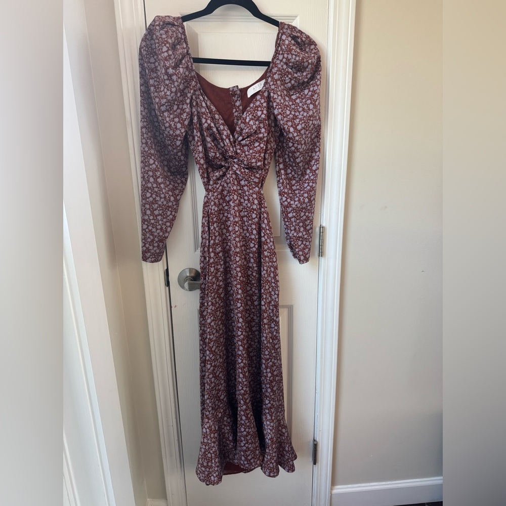 ASTR THE LABEL Floral Cutout Long Sleeve Midi Dress Size Small - Picture 3 of 8